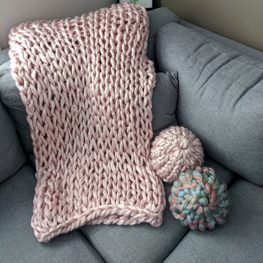 Hand knitted blanket